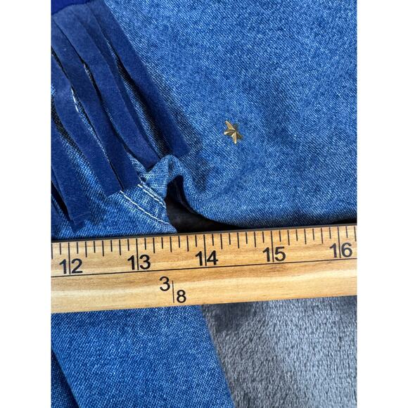 Rare VTG 80s Suzy For Kids Western Style Denim One Piece 24M Paisley/Fringe/Stud - Picture 3 of 9